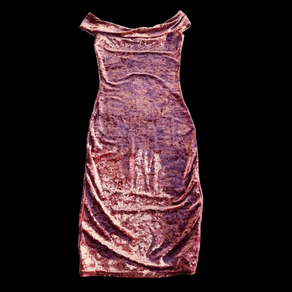 Club L Mini Dress Womns SZ 8 London Bardot Velvet Party Y2K Prom Disco HOCO Sexy